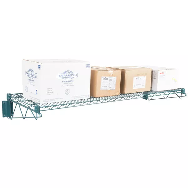 18" x 60" Wall Mount Green Epoxy Wire Shelf Rack Commercial Restaurant Pot NSF