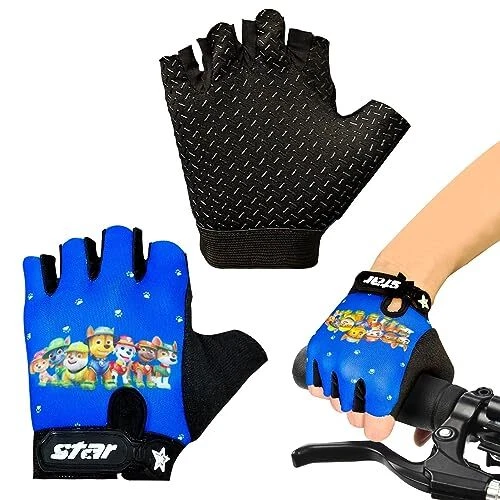 Gants Vélo Demi-doigt BRITZILAM Enfant - Pour Cyclisme, Skate, Randonnée - Taille 5-10 Ans - Confortables Et Sûrs