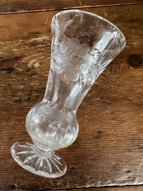 Antique  Cut CRYSTAL FLOWER VASE Small Antique Glass Bud Vase