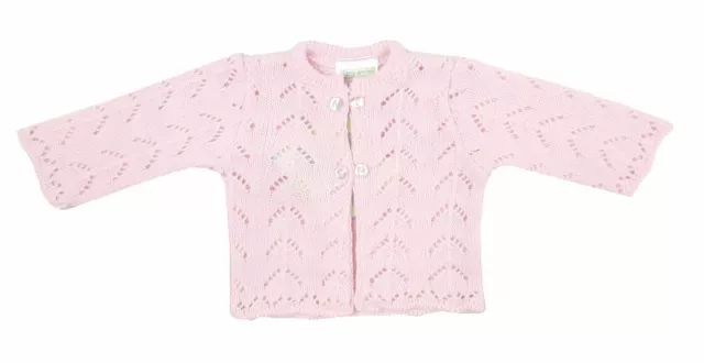 Premature Tiny Baby Girls Knitted Cardigan  Lacey Knit  Pink 3-5lbs 5-8lbs