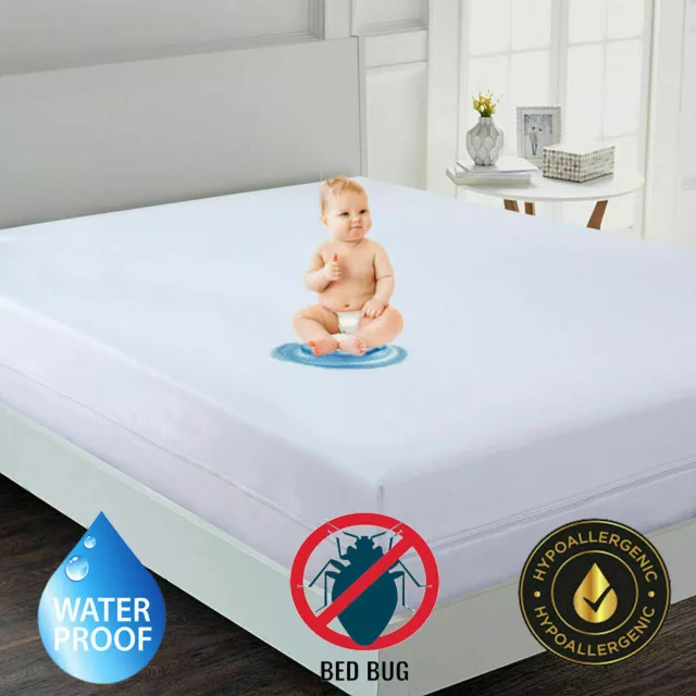 ZIPPED Waterproof Mattress Protector Total Encasement Cover Anti Bed Bug FullZip