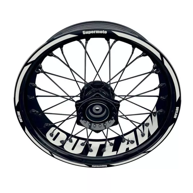 Felgenaufkleber Motorrad Wheelsticker Outlaw weiss Supermoto