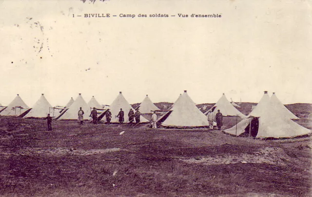 CPA 50 Près Cherbourg Vasteville Vauville Hague BIVILLE Camp de Soldats 1911