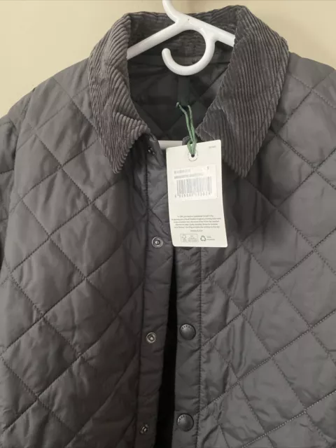 NWT Mens Barbour Heritage Liddesdale Quilted Jacket  - Charcoal Color Small S