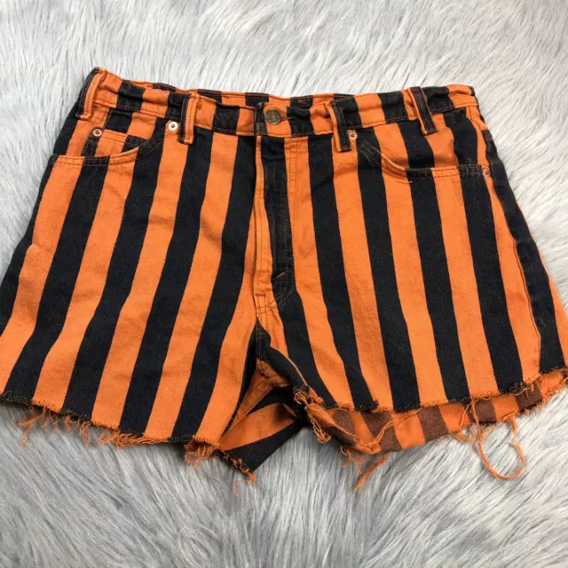 Vintage Levis Made Usa 550 Orange Striped Cut Off Shorts Orange Tab