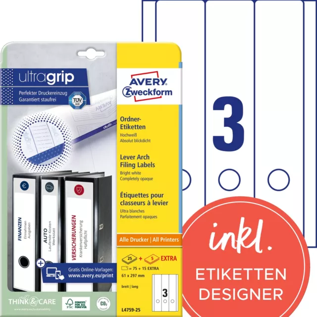 Avery Zweckform L4759-25 90 File Spine Labels (A4 Self Adhesive, Opa (US IMPORT)