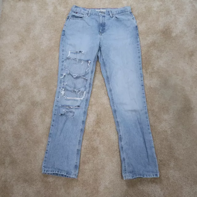 Tommy Hilfiger Jeans Classic Fit Straight Leg Womens 10 Blue Denim Pants ripped