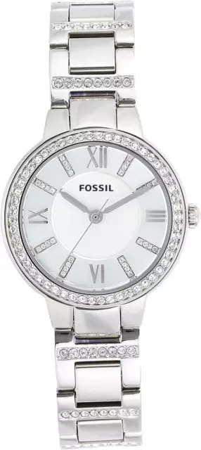 Fossil ES3282 Virginia Damenuhr Armbanduhr Quarzwerk Wasserdicht 30mm silber