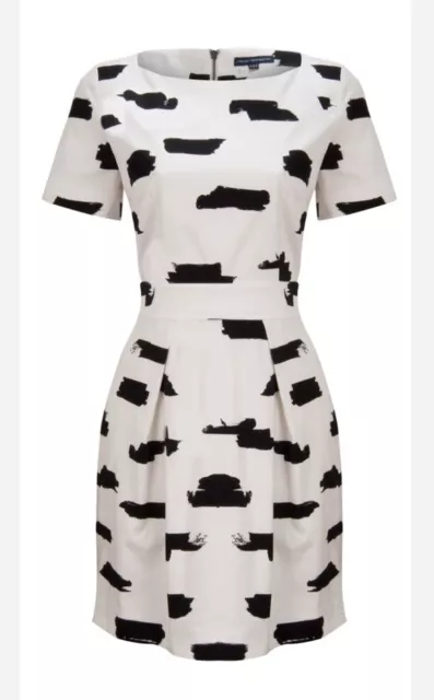 French Connection Summer Bark Dress Size 6  White/Black Pockets MSRP $128