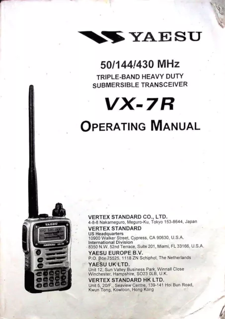 Yaesu Vx-7R Ht Transceiver Original Instruction Manual