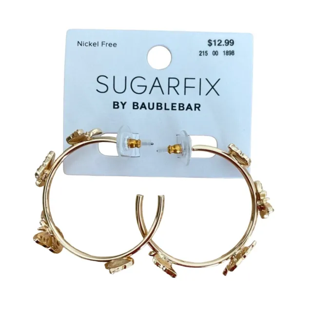 Sugarfix by BaubleBar Womens Gold Cyrstal Wings Butterfly Hop Earrings NEW