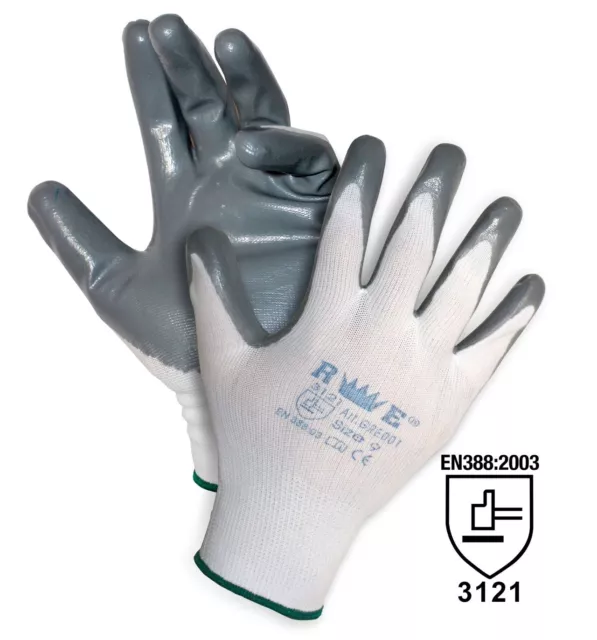 Gants de Travail En Nitrile Coton Enduit à la Coupe Nylon Moulant Protection