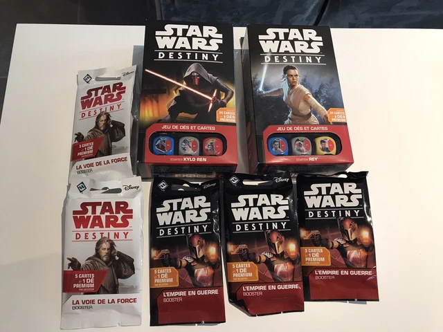 lot 2 starters et 5 boosters neufs cartes Star wars Destiny