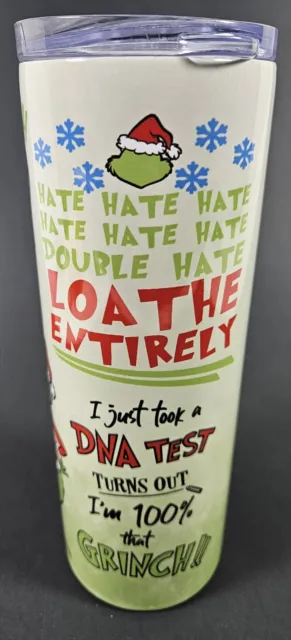 The Grinch DNA Test Christmas Tumbler 20oz Travel Mug Stainless Steel Cup Straw