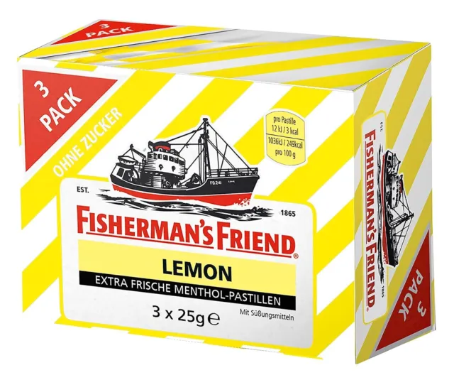 Fishermans Friend Lemon scatola dispensa limone gusto mentolo 9x 75g MHD 12/26