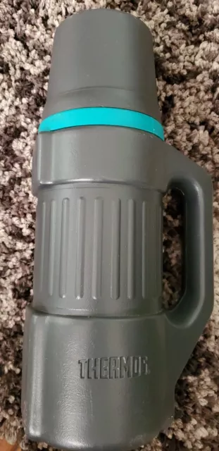 Thermos Brand 1 Liter “Hercules” Rugged Steel Floating Flask Stopper #650 USA A4