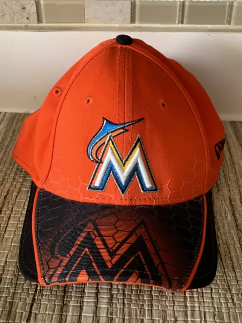 Miami Marlins New Era 39Thirty Baseball Hat Orange/Multi 3D Web Adult M/L Clean