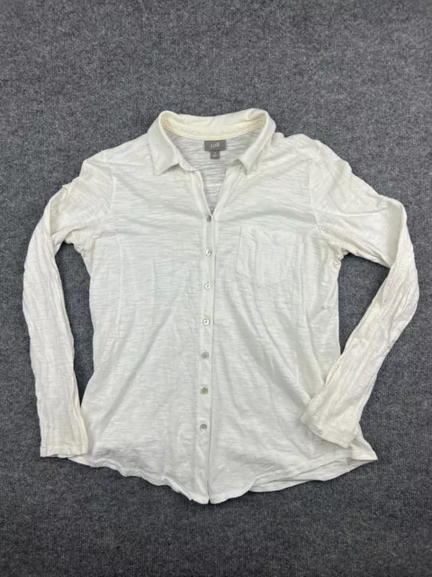 J. Jill Long Sleeve Blouse Women's Medium White Button Up 100% Cotton Collared