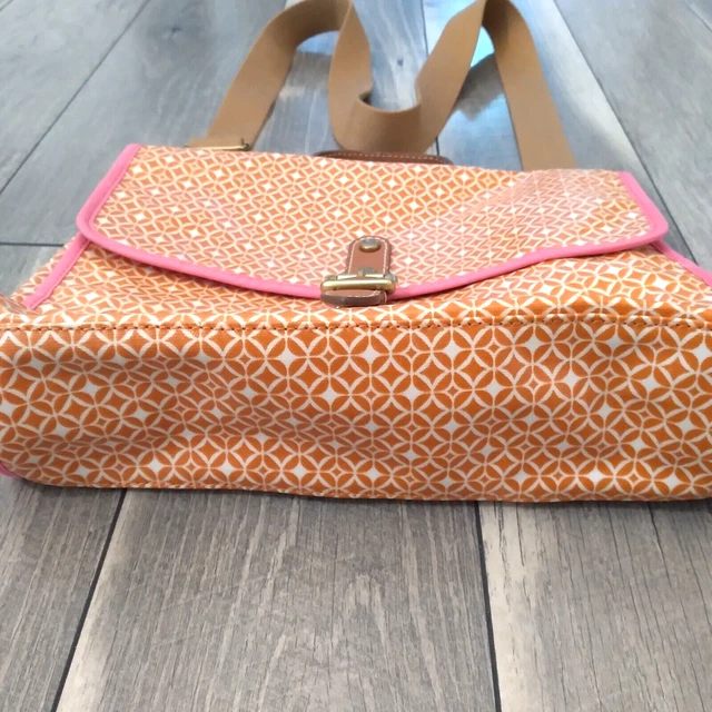 FOSSIL Crossbody Flap Satchel Messenger Bag Purse Snap Lock Apricot Size M