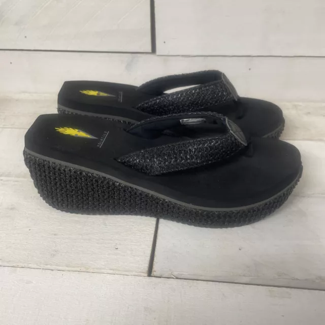 Volatile Women's Size 8 Shoes Black Slides Thong Comfort Wedge Platform Sandals