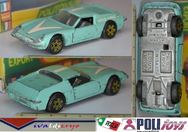 Lotus Europa bleue clair Politoys Export n°563 Italy 70's 1/43 repro box