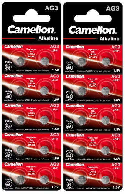 20 Stück Camelion AG3 Knopfzelle Knopfbatterie MHD 2025 LR41 SR41 392 AG3 G3