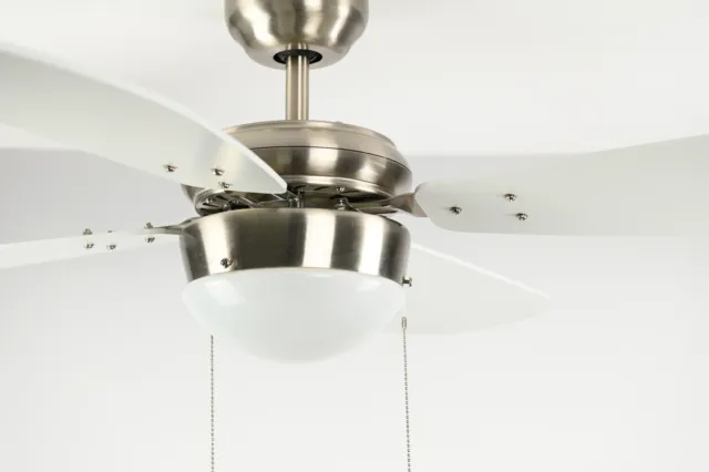 Petit Ventilateur de plafond avec Lumière Nickel Blanc Classic 105 cm Silencieux 3