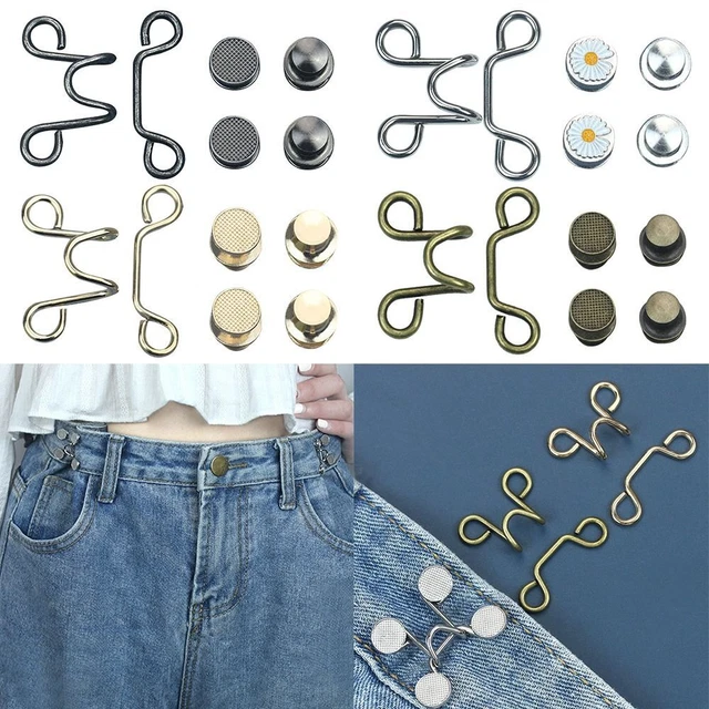 Pantalones ajustables con pines de botón clip pantalón sujetador de cintura