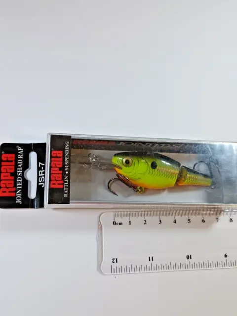 Rapala fishing lure JSR-7 Jointed Shad Rap in "Chartreuse Black" rare lure.
