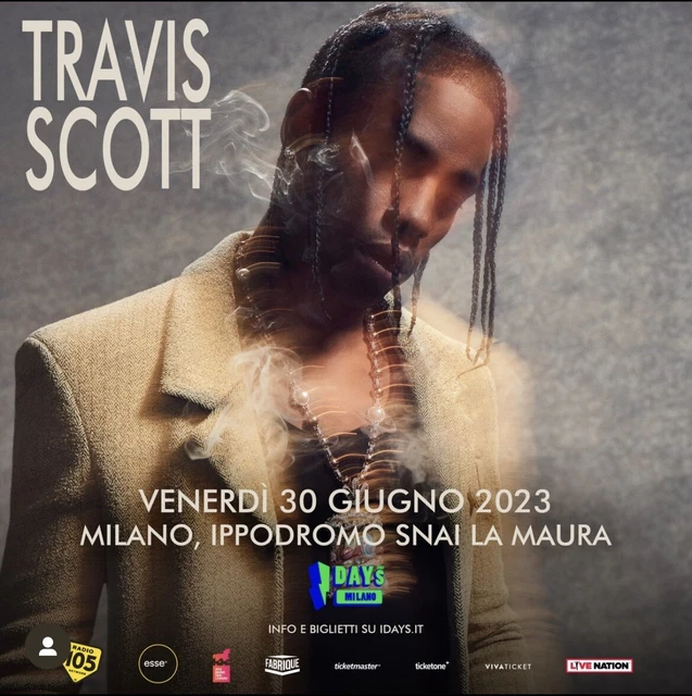 BIGLIETTI TRAVIS SCOTT  30/06 Ippodromo Snai La Maura Milano ROSSO E GIALLO