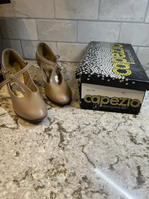 Capezio Tap Shoes Vintage Nos Nib Tan Leather Childs Sz 5M