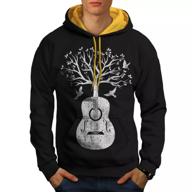 Wellcoda Guitar Music Tree Mens Contrast Hoodie, Life Casual Jumper