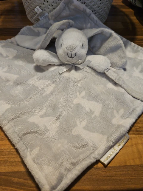BLANKETS BEYOND Bunny Rabbit Blue Grey White Lovey Nunu Security