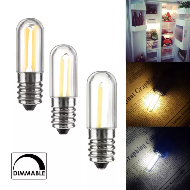Dimmbar LED E14 E12  Kühlschrank Gefrierschrank Filament COB Glühbirne 1W 2W 4W