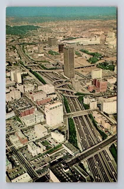 Los Angeles CA-California, Aerial View Harbor Freeway, Vintage Postcard