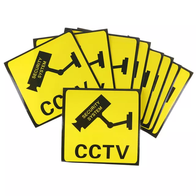 10Pcs CCTV Video Surveillance Security Camera Alarm Sticker Warning Signs HB.RQ