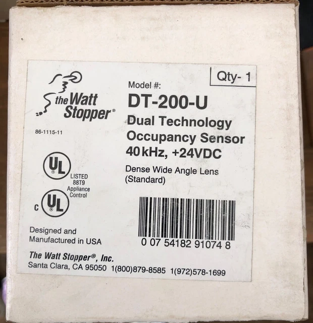 The WattStopper DT-200-U Dual Technology Occupancy Sensor 40kHz, 24 VDC