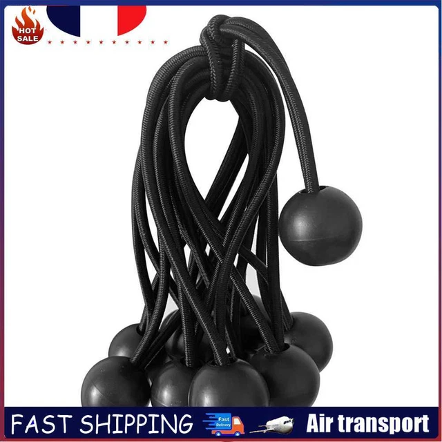 12pcs Camping Tent Binding Rope Outdoor Canopy Elastic Cords Strap (Black)