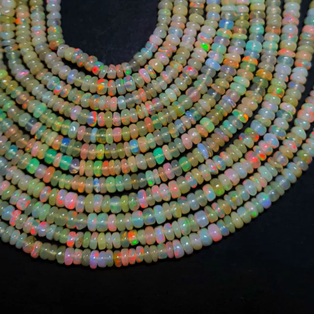 AAA Qualité Éthiopien Opale Rondelle Lisse Multi Feu Perles 3-4 MM 32CT 40.6cm