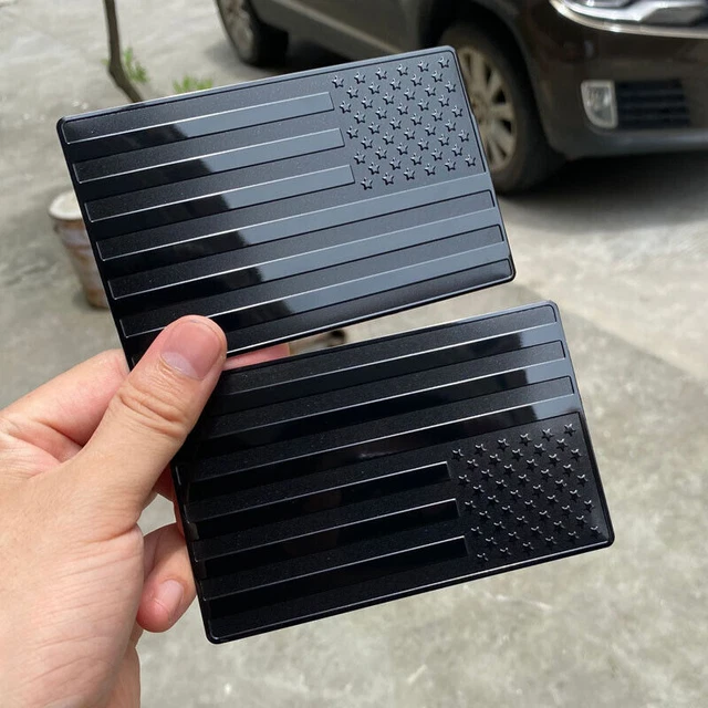 2PCS Black Metal USA Flag Sticker American Car Truck Decal Body Helmet Emblem