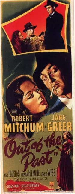 OUT OF THE PAST Movie POSTER 14 x 36 Robert Mitchum, Kirk Douglas, Jane Greer, A