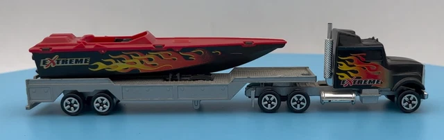Camion Majorette Avec Remorque Bateau – Échelle 1/87, Made In France, Noir Et Rose