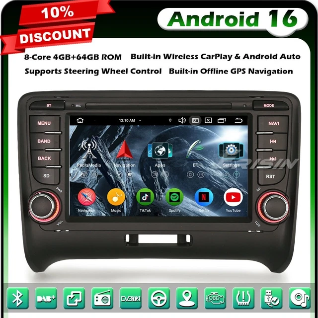 Erisin Qualcomm 8-Kern 4GB 64GB 8,9 Zoll Android 16 Autoradio Bluetooth GPS Navi für Audi A6 2005-2008 Unterstützt OEM MMI Kabelloses CarPlay Android Auto WiFi 4G DAB TPMS USB Canbus Lenkradsteuerung Erisin Qualcomm 8-Kern 4GB 64GB 8,9 Zoll Android 16 Autoradio Bluetooth GPS Navi für Audi A6 2005-2008 Unterstützt OEM MMI Kabelloses CarPlay Android Auto WiFi 4G DAB TPMS USB Canbus Lenkradsteuerung