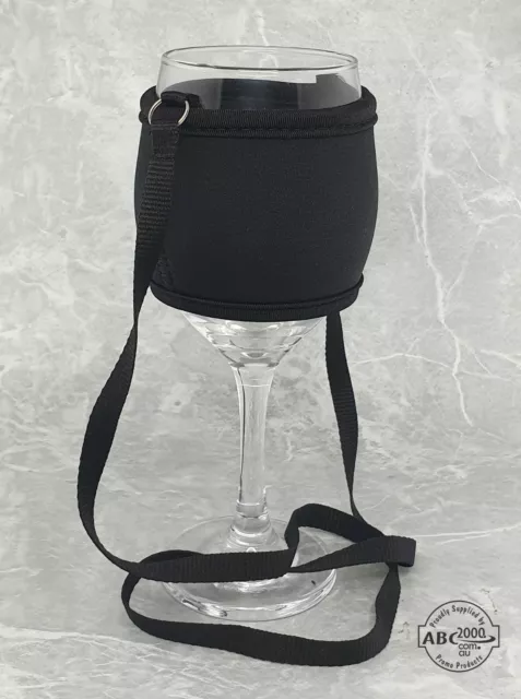 2x Wine Beer Drink Glass Neoprene Cooler Holder with Lanyard 2