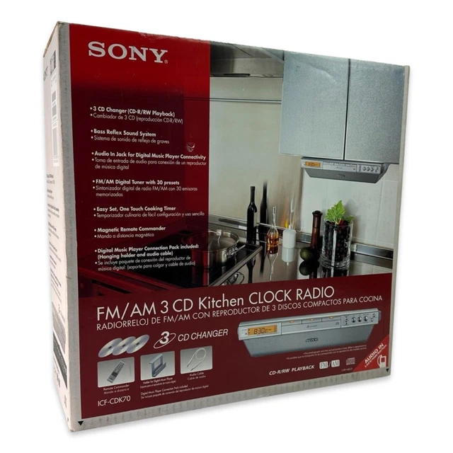 SONY ICFCDK70 UNDER Kitchen 3 CD Clock Radio AM FM Stereo