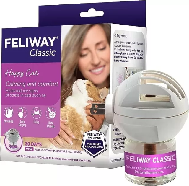 Open Box FELIWAY Classic Cat Calming Pheromone Diffuser, 30 Day Starter Kit.