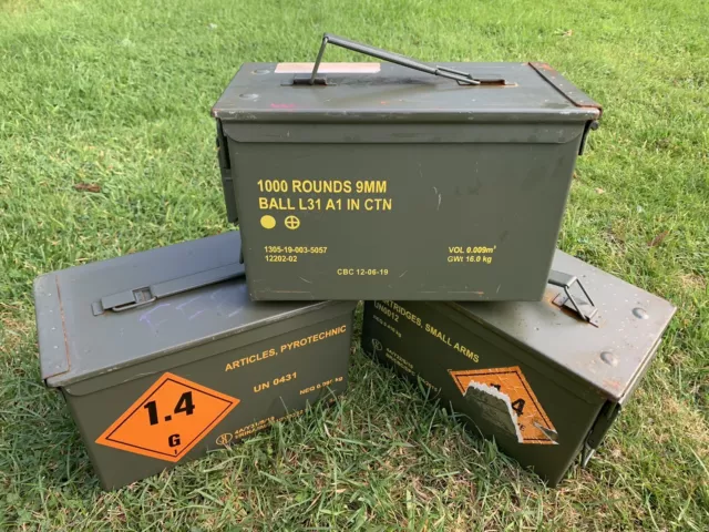 Ammo Boxes Genuine NATO Army Surplus Shotgun M2A1 Ammunition  Storage Steel Box