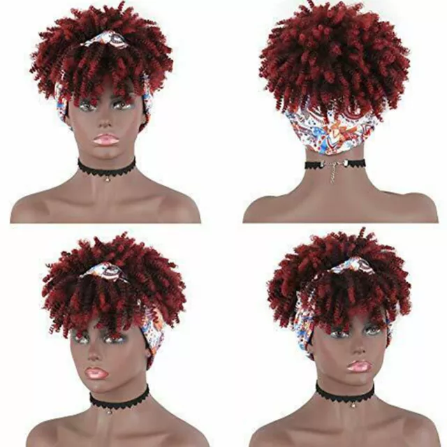 Kurze rote verworrene lockige Stirnband Perücken für Frauen, Afro Curly Perücke