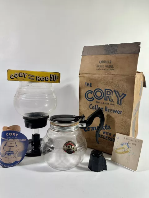 Mid Century CORY Vacuum Glass Coffee Brewer Pot DLL/DLU COMPETE & Unused w/box Mid Century CORY Vacuum Glass Coffee Brewer Pot DLL/DLU COMPETE & Unused w/box