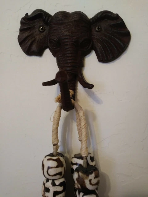 Antique Cast Iron Wall Hooks Elephant Head Coat Hat Towel Hanging Hook Rustic